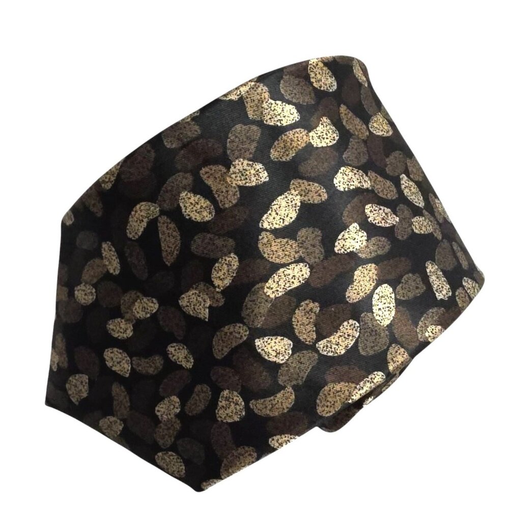 Prince Gino Woven In Italy Mens Tie Gold Brown Abstract Pattern